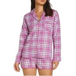 UGG Milo Cotton Blend Bodacious Plaid Purple White 2 Pieces Set Pajamas S